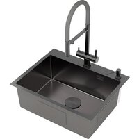 Кухонная мойка Roxen Simple 560220-60B-V графит/текстурная PVD покрытие (с коландером и дозатором) - Превью изображения №10 — Интернет-магазин Time-Shop