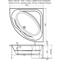 Ванна Aquanet Vista 150x150 (с каркасом) - Превью изображения №10 — Интернет-магазин Time-Shop
