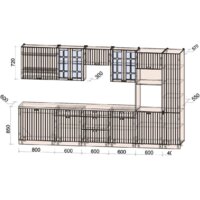 Готовая кухня Интерлиния Берес 3.6В (дуб полярный/серый каспий) - Превью изображения №3 — Интернет-магазин Time-Shop