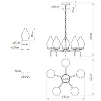 Подвесная люстра Элетех Фламенко 151 НПБ 01-5x40-101 1005405319 (золото) - Превью изображения №17 — Интернет-магазин Time-Shop
