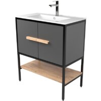 Дабер Тумба под умывальник 010 WeltWasser Deilbach 7517-70Т10.7W.2.4 (черный/серый/дуб канзас коричневый)