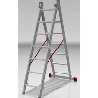 Лестница-стремянка Новая высота NV 522 двухсекционная индустриальная 2x7 ступеней - Превью изображения №3 — Интернет-магазин Time-Shop