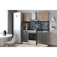 Готовая кухня НК-Мебель Ника 1 L 76144500 (графит/дуб вотан) - Превью изображения №2 — Интернет-магазин Time-Shop