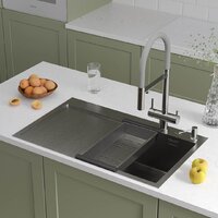 Кухонная мойка Roxen Vespa 560230-70R сатин (с коландером и дозатором) - Превью изображения №2 — Интернет-магазин Time-Shop