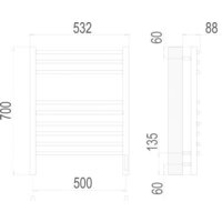 Полотенцесушитель TERMINUS Классик П9 500x700 бп электро (хром) - Превью изображения №3 — Интернет-магазин Time-Shop