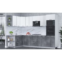 Готовая кухня Интерлиния Мила Лайт 1.68x3.0 левая (белый платинум/бетон портленд/белый гранит) - Превью изображения №3 — Интернет-магазин Time-Shop