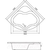 Ванна Lauter Majestica 150x150 21040150 (с ножками) - Превью изображения №15 — Интернет-магазин Time-Shop