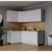 Готовая кухня Интерлиния Мила Лайт 1.2x1.9 (белый платинум/белый платинум/дуб бунратти) - Превью изображения №2 — Интернет-магазин Time-Shop