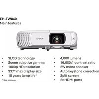Проектор Epson EH-TW840 - Превью изображения №8 — Интернет-магазин Time-Shop