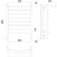 Полотенцесушитель TERMINUS Классик П8 500x850 с полкой нп электро (хром) - Превью изображения №2 — Интернет-магазин Time-Shop