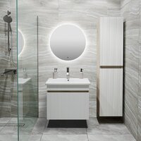  Runo Шкаф-пенал для ванной Модена (подвесной, крафтовый дуб) - Превью изображения №7 — Интернет-магазин Time-Shop