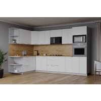 Готовая кухня Интерлиния Мила Лайт 1.68x3.0 левая (белый платинум/белый платинум/дуб бунратти) - Превью изображения №5 — Интернет-магазин Time-Shop