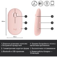 Мышь Logitech M350 Pebble (розовый) - Превью изображения №7 — Интернет-магазин Time-Shop