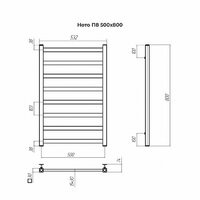 Полотенцесушитель TERMINUS Ното П8 500x800 (золото матовое) - Превью изображения №2 — Интернет-магазин Time-Shop