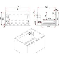  ЗОВ Тумба под умывальник Кито 70 K70LW0MWMC-KP13W (белый/белый матовый) - Превью изображения №8 — Интернет-магазин Time-Shop