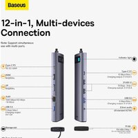 Док-станция Baseus Metal Gleam Series 12-in-1 Multifunctional Type-C Hub Docking Station WKWG020213 - Превью изображения №7 — Интернет-магазин Time-Shop