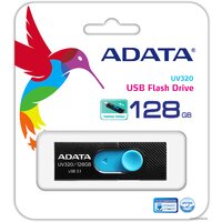 USB Flash ADATA UV320 128GB (черный/голубой) - Превью изображения №3 — Интернет-магазин Time-Shop