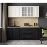 Готовая кухня Интерлиния Мила Деко 1.9Б (черный/белый/дуб бунратти) - Превью изображения №3 — Интернет-магазин Time-Shop