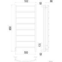Полотенцесушитель TERMINUS Классик П8 500x850 бп электро (хром) - Превью изображения №2 — Интернет-магазин Time-Shop