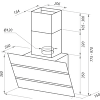 Кухонная вытяжка MAUNFELD Bridge 60 (нержавеющая сталь/черное стекло) - Превью изображения №2 — Интернет-магазин Time-Shop