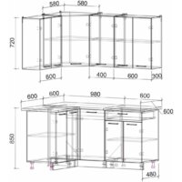 Готовая кухня Интерлиния Мила Лайт 1.2x1.6 (серебро/антрацит) - Превью изображения №2 — Интернет-магазин Time-Shop