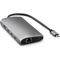 Док-станция Satechi USB-C Multiport Adapter 8K With Ethernet V3 ST-P8KEM (серый) - Превью изображения №2 — Интернет-магазин Time-Shop