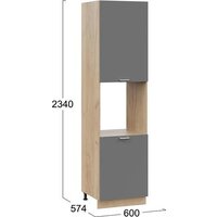 Шкаф напольный Трия Габриэлла 1ПВ6 с двумя дверями (дуб крафт золотой/титан) - Превью изображения №3 — Интернет-магазин Time-Shop