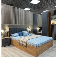 Кровать Трия Хилтон универсальная тип 1 160x200 (дуб крафт золотой/велюр серый) - Превью изображения №4 — Интернет-магазин Time-Shop