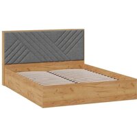 Кровать Трия Хилтон универсальная тип 1 160x200 (дуб крафт золотой/велюр серый) - Превью изображения №2 — Интернет-магазин Time-Shop