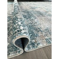 Ковер для жилой комнаты Radjab Carpet Бьянка Прямоугольник D057A 8083RK-B (1.4x2, Cream Shirink/Blue Fdy) - Превью изображения №2 — Интернет-магазин Time-Shop