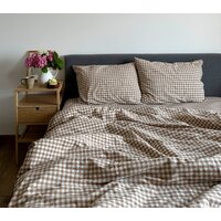 Царство сновидений Вареный хлопок Бежевая клетка 150-0139 (2-сп, нав. 70x70)