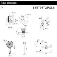Душевой гарнитур  Whitecross Y YSET06TOPGLB (брашированное золото) - Превью изображения №3 — Интернет-магазин Time-Shop