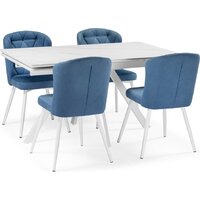 Кухонный стол Notta Вилли 140/200x80 (белый мрамор/белый) - Превью изображения №11 — Интернет-магазин Time-Shop