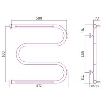 Полотенцесушитель Сунержа М-образный 2 полки 600х600 00-0008-6060 - Превью изображения №3 — Интернет-магазин Time-Shop