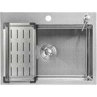 Кухонная мойка Saniteco 6045 + Spike F9S07011 (сатин, с сифоном, дозатором и коландером) - Превью изображения №2 — Интернет-магазин Time-Shop