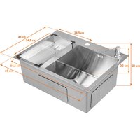 Кухонная мойка Saniteco 6045 + Spike F9S07011 (сатин, с сифоном, дозатором и коландером) - Превью изображения №16 — Интернет-магазин Time-Shop
