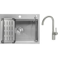 Saniteco 6045 + Spike F9S07011 (сатин, с сифоном, дозатором и коландером)