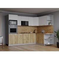 Готовая кухня Интерлиния Мила Лайт 1.68x2.6 правая (белый платинум/дуб золотой/дуб бунратти) - Превью изображения №5 — Интернет-магазин Time-Shop