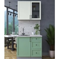 Готовая кухня Интерлиния Тренд 0.9А (мята/белый/бискайская сосна) - Превью изображения №2 — Интернет-магазин Time-Shop