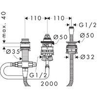Скрытый механизм Hansgrohe для смесителя на 3 отверстия на край ванны - Превью изображения №2 — Интернет-магазин Time-Shop