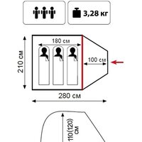 Треккинговая палатка Tramp Lite Fly 3 (зеленый) - Превью изображения №2 — Интернет-магазин Time-Shop
