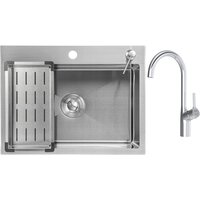 Saniteco 6045 + Spike F9S07000 (хром, с сифоном, дозатором и коландером)