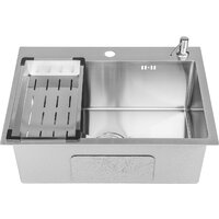 Кухонная мойка Saniteco 6045 + Spike F9S07000 (хром, с сифоном, дозатором и коландером) - Превью изображения №2 — Интернет-магазин Time-Shop