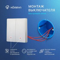 Выключатель Hommyn zigbee 2 клавиши SWZBNN02W (без нейтрали) - Превью изображения №10 — Интернет-магазин Time-Shop