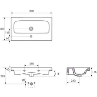 Умывальник Cersanit Moduo 80 UM-MOD80/1 - Превью изображения №4 — Интернет-магазин Time-Shop