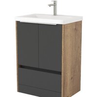 Дабер Тумба под умывальник 017 Тобага/Эридан/Артвин 60 Т17.6Т.0.22Б (дуб галифакс/серый/ручка белая)