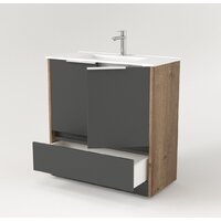  Дабер Тумба под умывальник 017 Тобага/Эридан/Артвин 60 Т17.6Т.0.22Б (дуб галифакс/серый/ручка белая) - Превью изображения №2 — Интернет-магазин Time-Shop