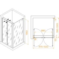 Душевой уголок RGW PA-134 (PA-104+Z-050-2+O-104) 060813400-011 100x100 (хром/прозрачное стекло) - Превью изображения №2 — Интернет-магазин Time-Shop