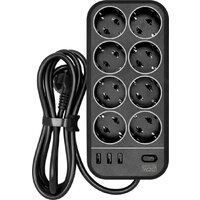 Powercom SP-08 USB03AB (3 м, 8 розеток, черный)