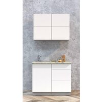 Готовая кухня Интерлиния Мила Матте 1.0 А (белый/белый/кастилло темный) - Превью изображения №2 — Интернет-магазин Time-Shop